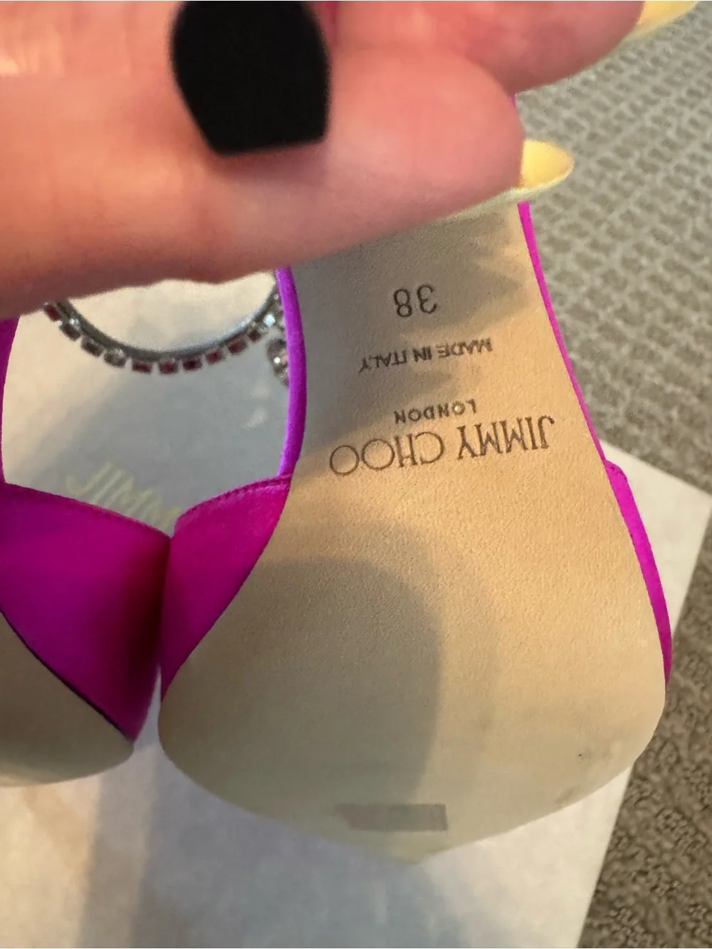Jimmy Choo Saeda 100 mm Satin Heel. Size 38 - Picture 10 of 11